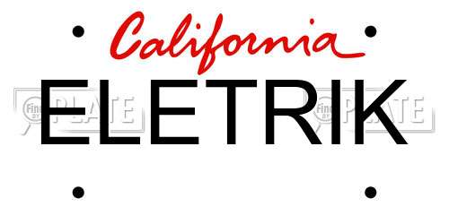 ELETRIK California License Plate