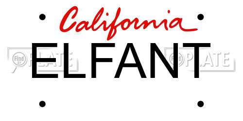 ELFANT California License Plate