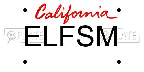 ELFSM California License Plate