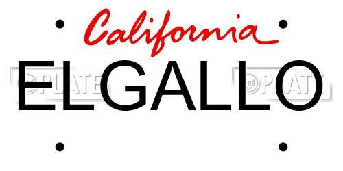 ELGALLO California License Plate