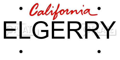ELGERRY California License Plate