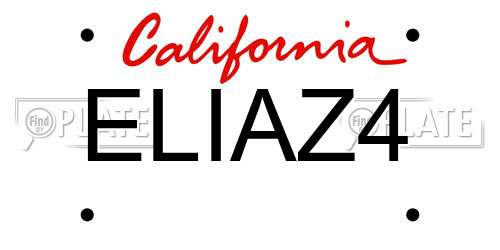 ELIAZ4 California License Plate