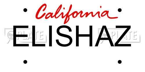 ELISHAZ California License Plate