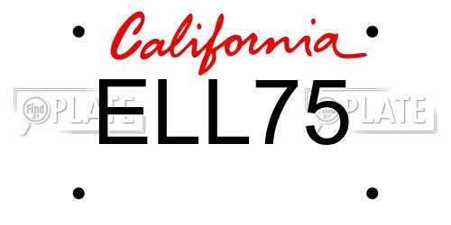 ELL75 California License Plate