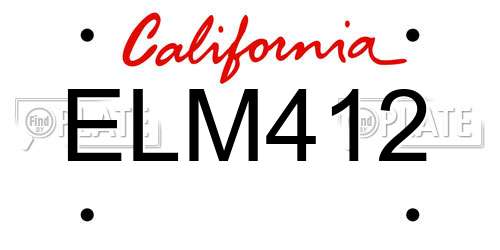 ELM412 California License Plate
