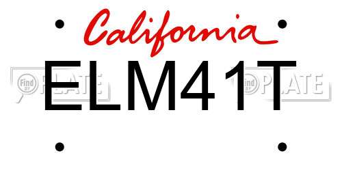 ELM41T California License Plate