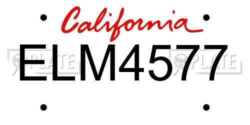 ELM4577 California License Plate