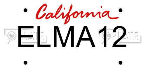 ELMA12 California License Plate