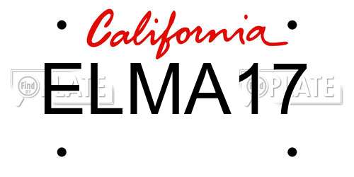 ELMA17 California License Plate