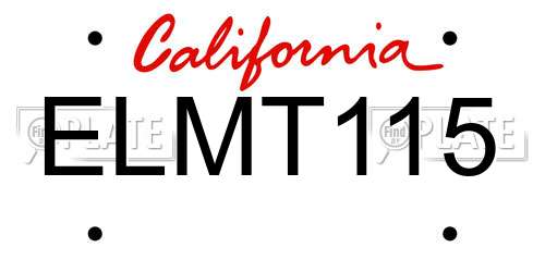 ELMT115 California License Plate