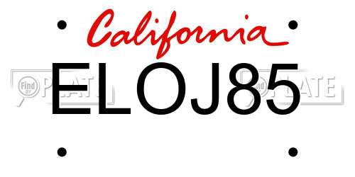 ELOJ85 California License Plate