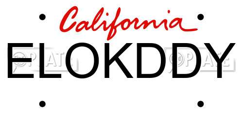 ELOKDDY California License Plate