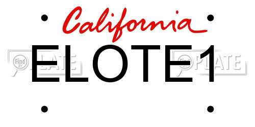 ELOTE1 California License Plate
