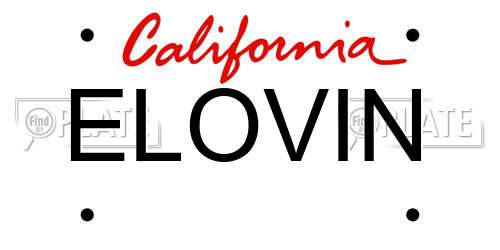 ELOVIN California License Plate