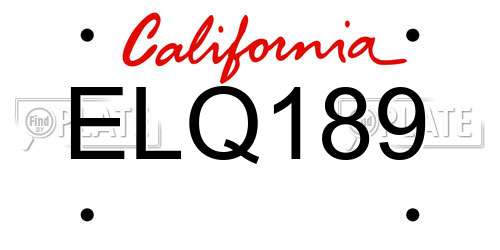 ELQ189 California License Plate