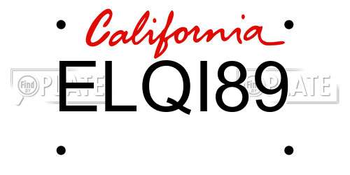 ELQI89 California License Plate