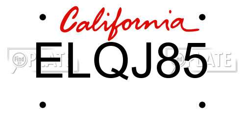 ELQJ85 California License Plate