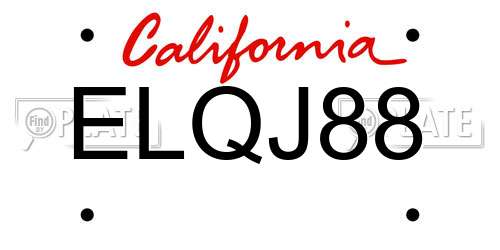 ELQJ88 California License Plate