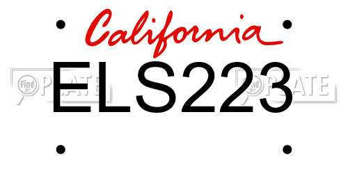 ELS223 California License Plate