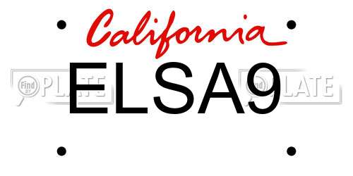 ELSA9 California License Plate