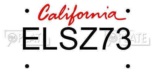 ELSZ73 California License Plate