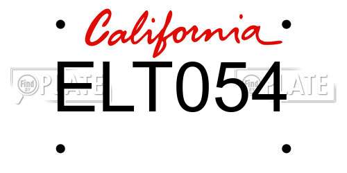 ELT054 California License Plate