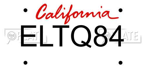 ELTQ84 California License Plate