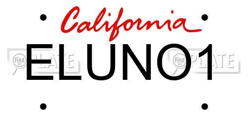 ELUNO1 California License Plate