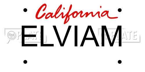 ELVIAM California License Plate