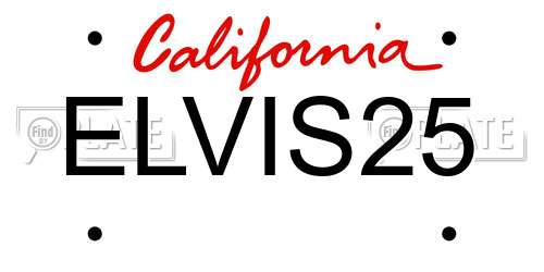 ELVIS25 California License Plate