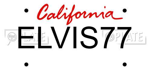 ELVIS77 California License Plate