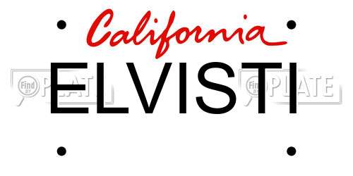 ELVISTI California License Plate