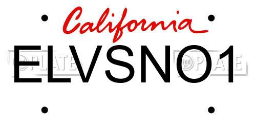 ELVSNO1 California License Plate