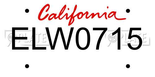ELW0715 California License Plate