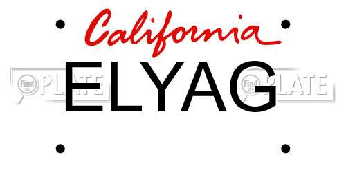 ELYAG California License Plate