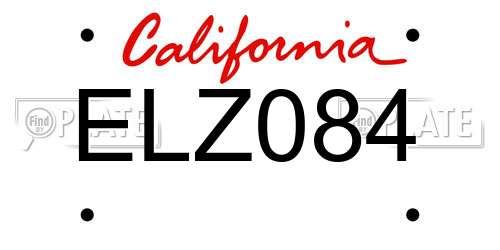 ELZ084 California License Plate