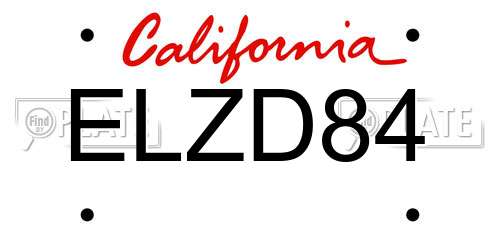 ELZD84 California License Plate