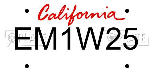 EM1W25 California License Plate