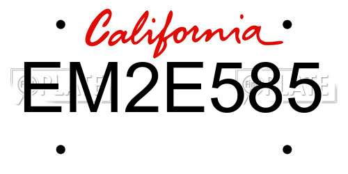 EM2E585 California License Plate