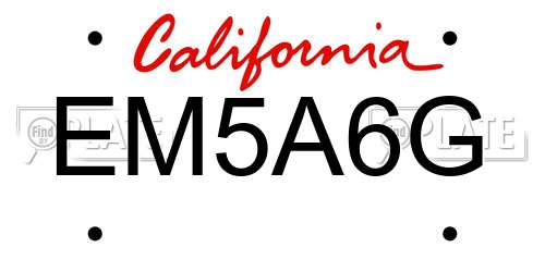 EM5A6G California License Plate