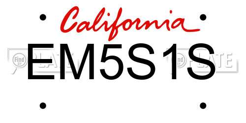 EM5S1S California License Plate