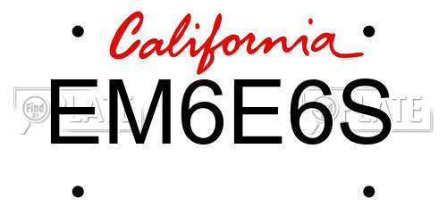 EM6E6S California License Plate