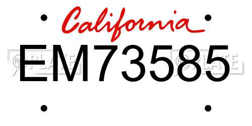EM73585 California License Plate