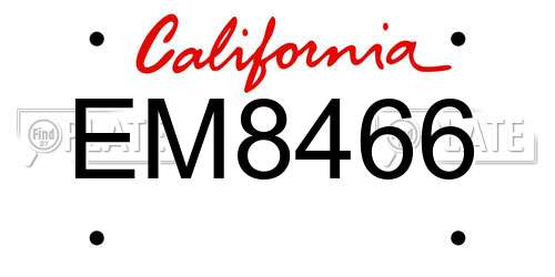 EM8466 California License Plate