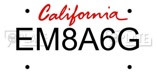 EM8A6G California License Plate