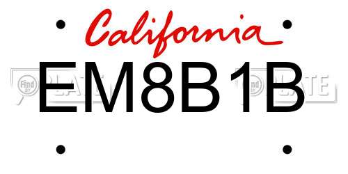EM8B1B California License Plate