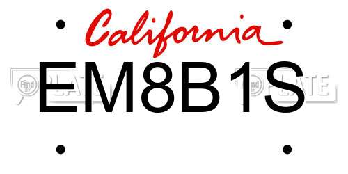 EM8B1S California License Plate