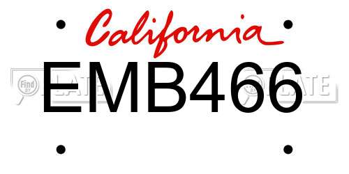 EMB466 California License Plate
