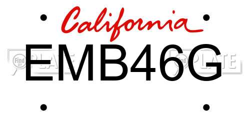 EMB46G California License Plate