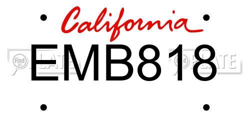 EMB818 California License Plate
